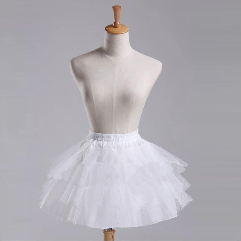 METEMEI Kids White Mini 3 Layers Wedding Flower Girl Petticoat/Underskirt/Crinoline Slips - Image 1